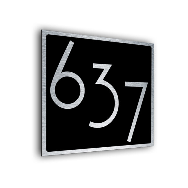brushed silver address number sign
