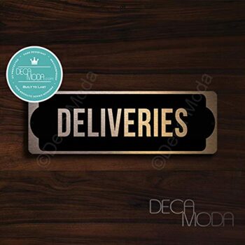 Deliveries Door Sign, Signs for Business, Deliveries Door Signs, Business Sign, Deliveries Door, Door Signs, Copper Finish, 9 x 3 inches