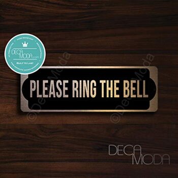 Please Ring The Bell Door Signs, Please Ring The Bell Door, Copper Finish, 9 x 3 inches