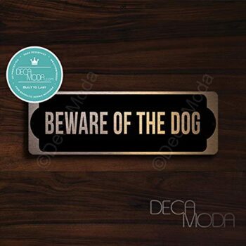 Deca Moda Beware of The Dog Sign, Copper Finish, 9 x 3 inches