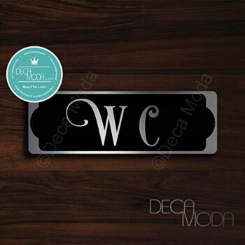 Deca Moda WC Sign, Signs for Business, WC Signs, Business Sign, WC, Door Signs, Silver Finish, 9 x 3 inches