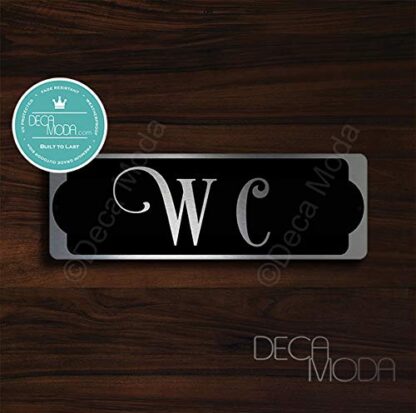 Deca Moda WC Sign, Signs for Business, WC Signs, Business Sign, WC, Door Signs, Silver Finish, 9 x 3 inches