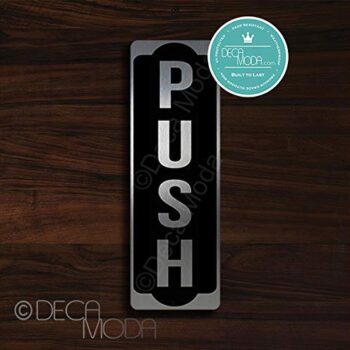 Deca Moda Push Door Sign, Push Door Signs, Push Sign for Door, Push Door Plate, Silver Finish, 9 x 3 inches