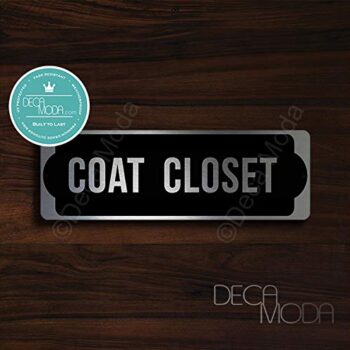 Deca Moda Coat Closet Sign, Silver Finish, 9 x 3 inches