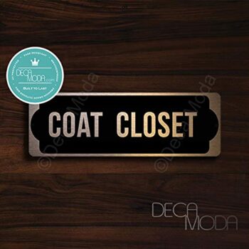 Coat Closet Door Sign, Copper Finish, 9 x 3 inches