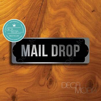 Deca Moda Mail Drop Sign, Silver Finish, 9 x 3 inches