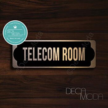 Deca Moda Telecom Room Door Sign, Signs for Business, Door Signs, Telecom Room Door Signs, Telecom Room Door, Copper Finish, 9 x 3 inches