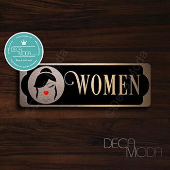 Women Door Sign, Restroom Sign, Restroom Door Signs, Women Door Restroom Signs, Restroom Decor Copper Finish, 9 x 3 inches