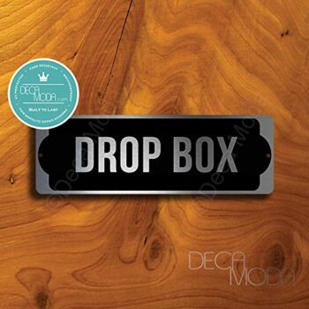 Drop Box Sign, Silver Finish, Size 9 x 3 inches