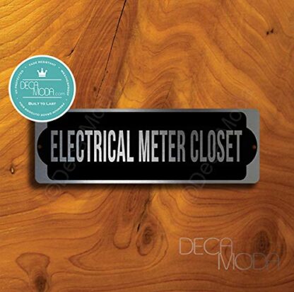 Deca Moda Electrical Meter Closet Sign, Silver Finish, 9 x 3 inches
