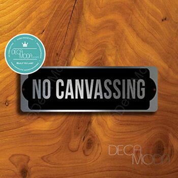 Deca Moda No Canvassing Sign, Silver Finish, 9 x 3 inches