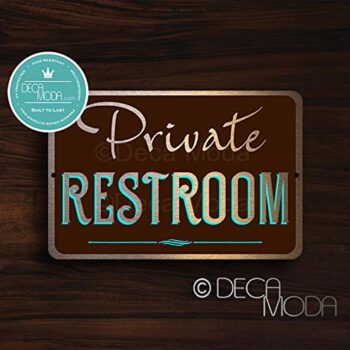 Deca Moda Private Restroom Sign, Private Signs, Business Signs, Durable Signs, Private Restroom Signs, Private Restroom, UV Protected Printed Brushed Aluminum, Bronze Finish, 12 x 8 inches