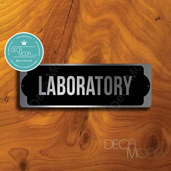 Deca Moda Laboratory Sign, Silver Finish, 9 x 3 inches