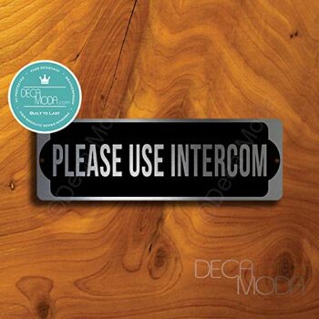 Deca Moda Please Use Intercom Sign, Signs for Business, Door Signs, Please Use Intercom Signs, Please Use Intercom, Silver Finish, 9 x 3 inches