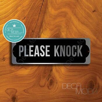 Deca Moda Please Knock Sign, Silver Finish, 9 x 3 inches