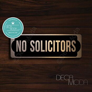 Deca Moda No Solicitors Sign, Copper Finish, 9 x 3 inches