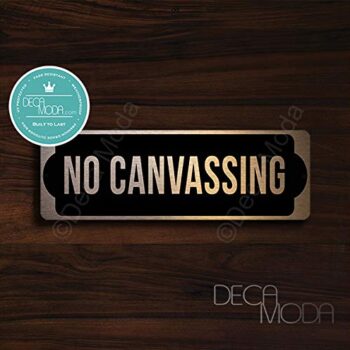 Deca Moda No Canvassing Door Sign, Copper Finish, 9 x 3 inches