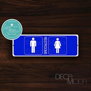 Deca Moda Unisex Restrooms Sign, Signs for Business, Restroom Signs, Business Sign, Restroom Door Signs, 12 x 4 inches