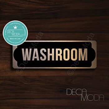 Deca Moda Washroom Sign, Brushed Copper Finish Metal, 9 x 3 inches