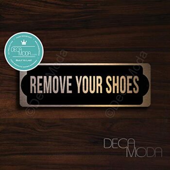 Deca Moda Remove Your Shoes Door Sign, Signs for Business, Door Signs, Remove Your Shoes Door Signs, Remove Your Shoes Door, Copper Finish, 9 x 3 inches