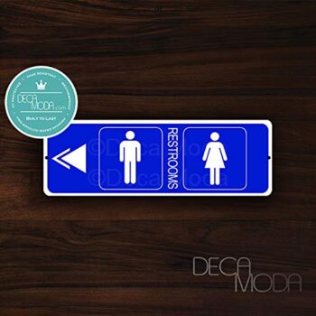 Deca Moda Unisex Restrooms Left Sign, Signs for Business, Restroom Signs, Business Sign, Restroom Door Signs, 12 x 4 inches