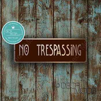 No Trespassing Door Sign, Copper Finish, 12 x 4 inches