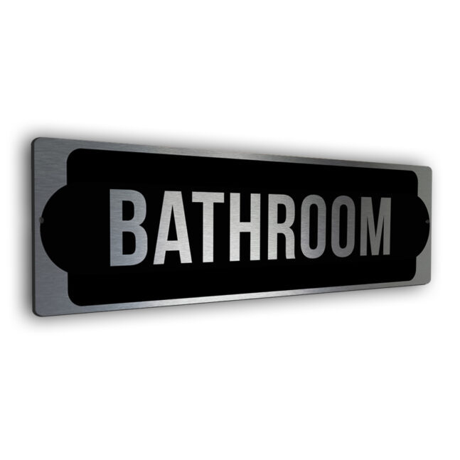 BATHROOM-silver silver bathroom door sign