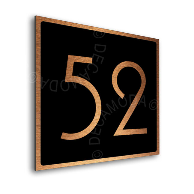 Brushed Copper and Black door number