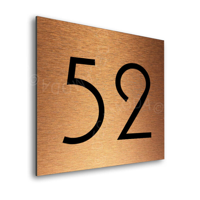 Hotel Door Number Sign - Brushed Copper and Black