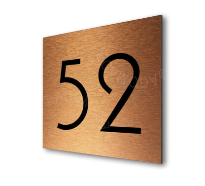 Contemporary Brushed Copper Number Sign AD101-BC