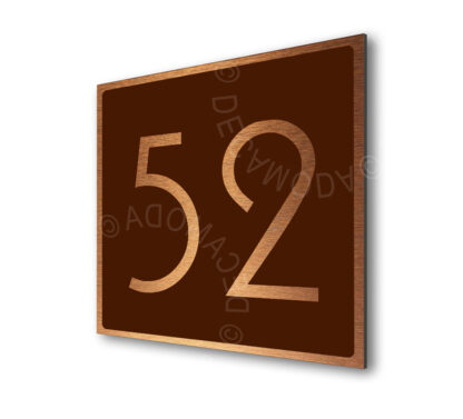 Contemporary Brushed Copper and Brown Door Number Sign AD101-BCBR