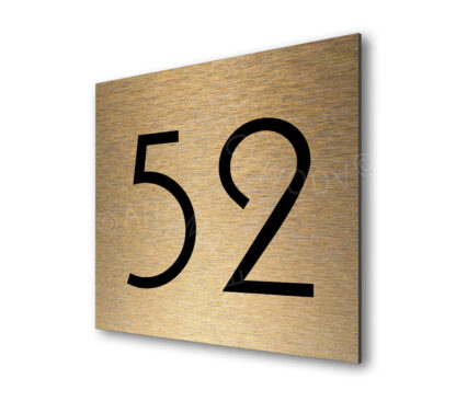 Contemporary Brushed Gold Number Sign-AD101-BG