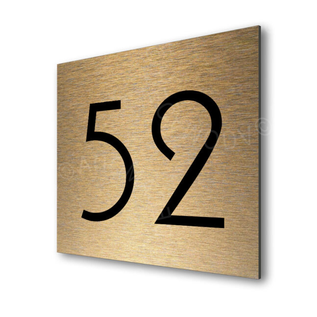 Address-Sign-Brushed-Gold-AD101_1 Contemporary Brushed Gold Number Sign-AD101-BG