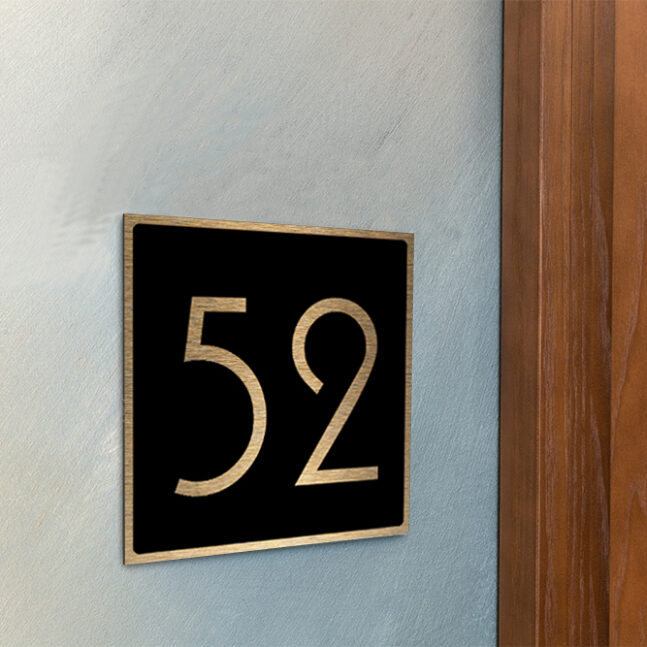 Address-Sign-Brushed-Gold-Black-AD101_3 Gold Number Sign