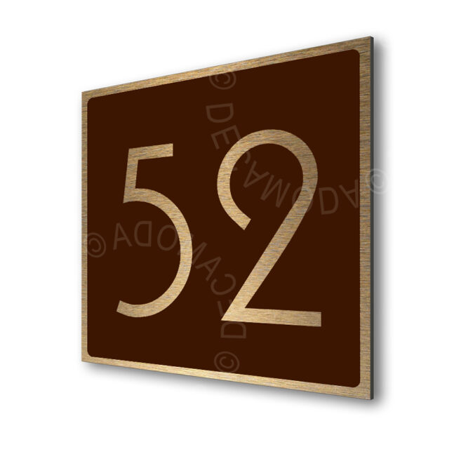 Address-Sign-Brushed-Gold-Brown-AD101_1 Contemporary Brushed Gold and Brown Door Number Sign-AD101-BGBR