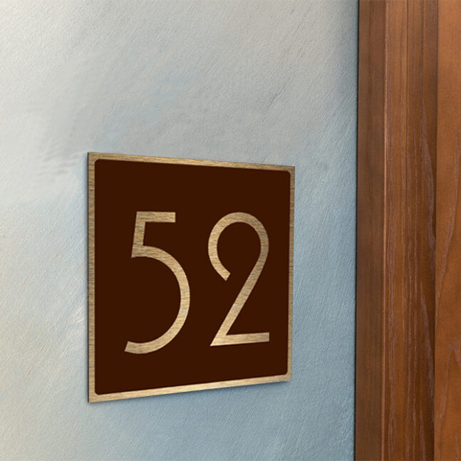 Address-Sign-Brushed-Gold-Brown-AD101_3 Contemporary Brushed Metal Number Sign AD101-BS