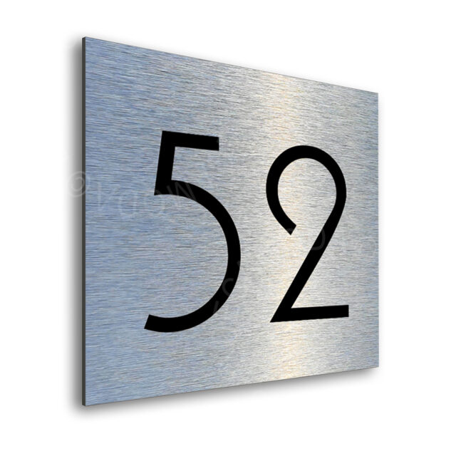 Contemporary Brushed Metal Number Sign AD101-BS - 4 x 4 inches (102mm x 102mm)