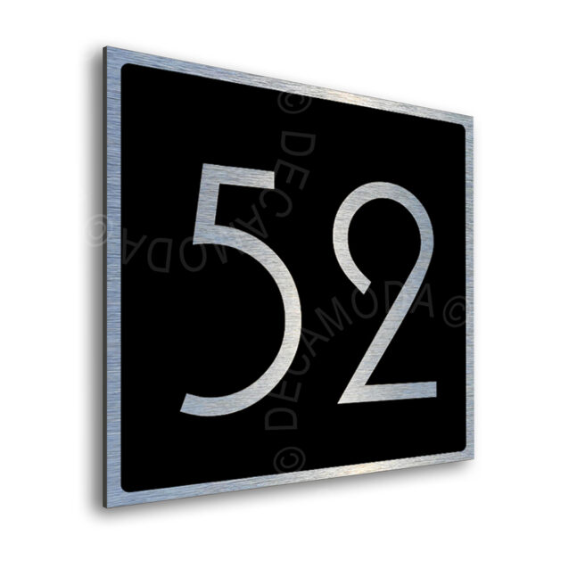 Hotel Door Number Sign - Brushed Metal and Black