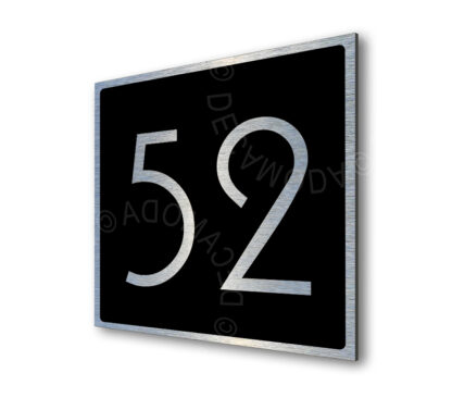 Contemporary Brushed Metal and Black Door Number Sign AD101-BSB