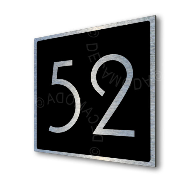 Address-Sign-Brushed-Silver-Black-AD101_1 Contemporary Brushed Metal and Black Door Number Sign AD101-BSB