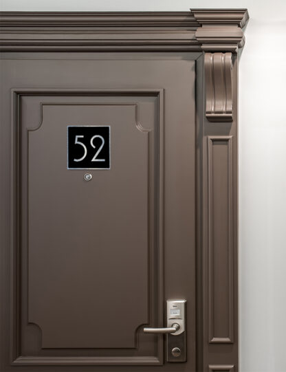 Contemporary Brushed Metal and Black Door Number Sign AD101-BSB