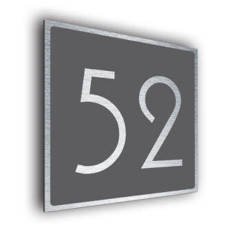 Hotel Room Number Sign - Brushed Metal and Gray