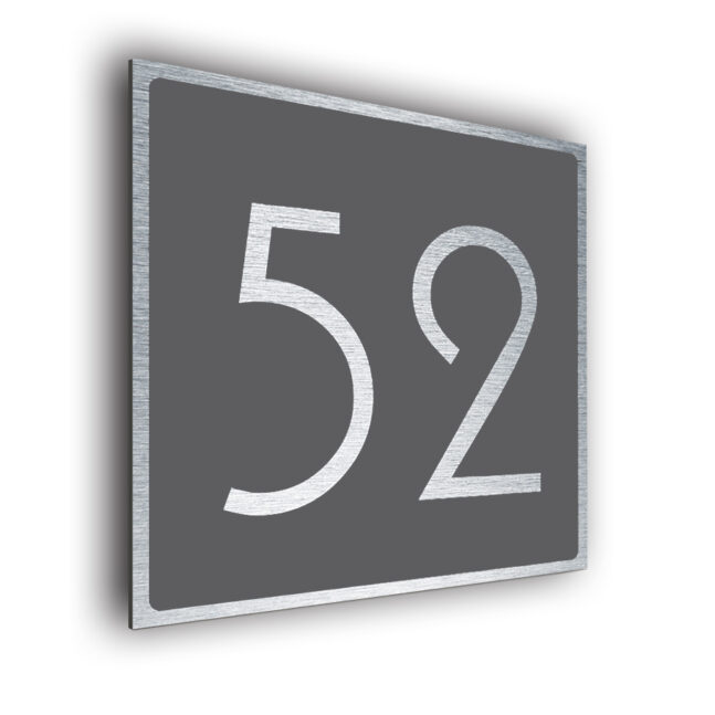 Hotel Room Number Sign - Brushed Metal and Gray