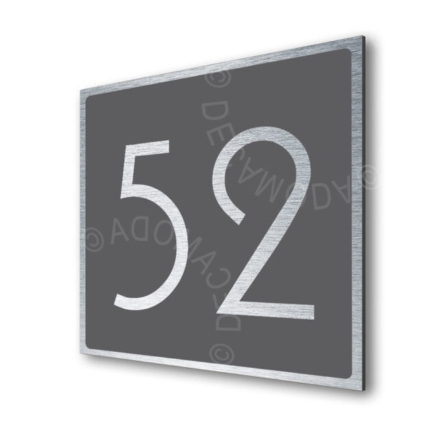 Address-Sign-Brushed-Silver-Grey-AD101_1 Contemporary Brushed Metal and Gray Number Sign AD101-BSG