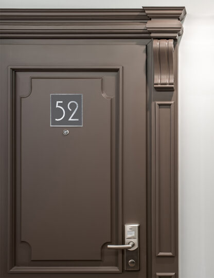 Contemporary Brushed Metal and Gray Number Sign AD101-BSG