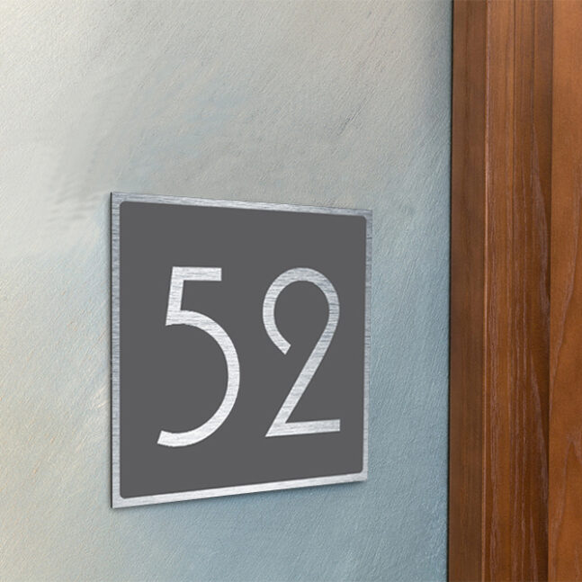 Address-Sign-Brushed-Silver-Grey-AD101_3 Contemporary Brushed Metal Number Sign AD101-BS