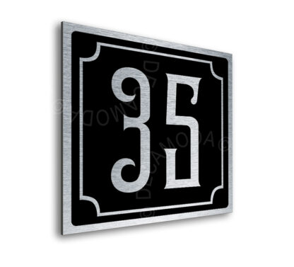 Contemporary Brushed Metal and Black Door Sign AD102-BSB