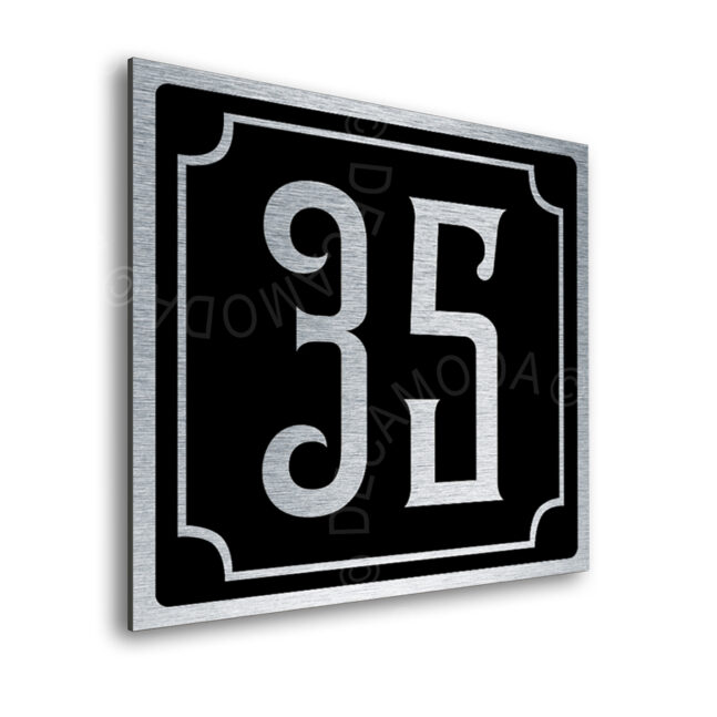 Contemporary Brushed Metal and Black Door Sign AD102-BSB