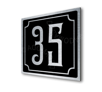Contemporary Brushed Metal and Black Door Sign AD102-BSB