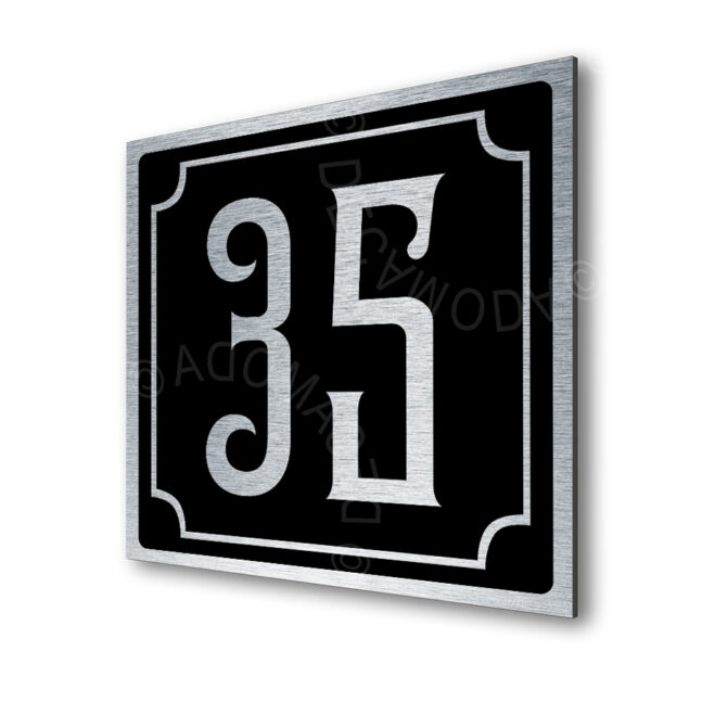 Classic-Address-Sign-Silver-Black-AD102_1 Contemporary Brushed Metal and Black Door Sign AD102-BSB